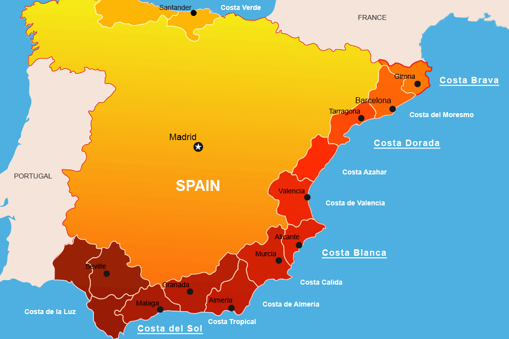Spanien Karte Costa