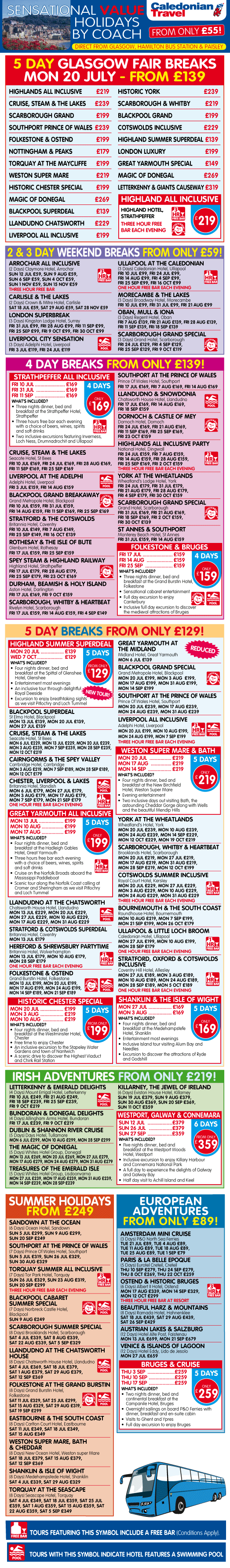 Sensational VALUE Holidays By Coach From Only £55!