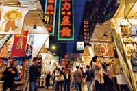 Bustling Far East street at night